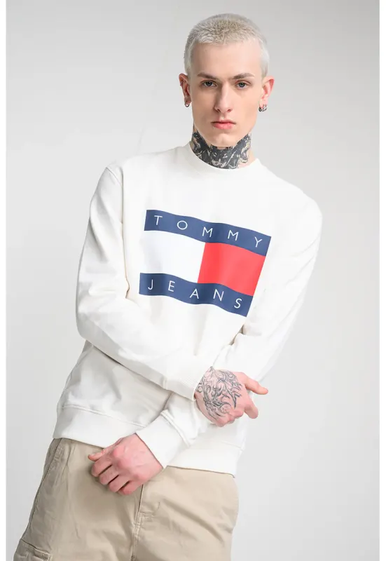 Bluza de trening regular fit cu imprimeu logo supradimensionat - Alb
