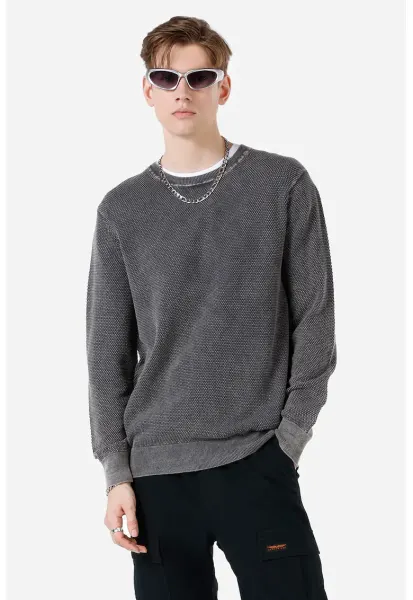 Bluza de trening regular fit texturata - Gri antracit