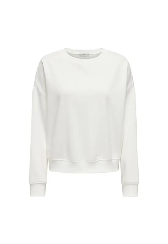 Bluza de trening relaxed-fit cu decolteu la baza gatului - Alb