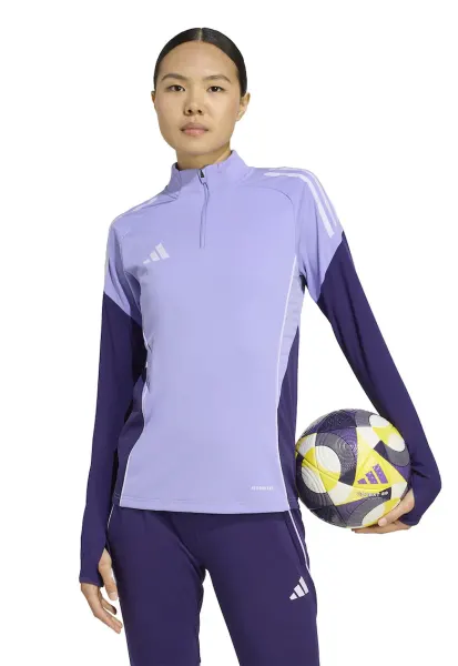 Bluza de trening slim fit cu fenta cu fermoar pentru fotbal Tiro25 - Lila/Albastru indigo