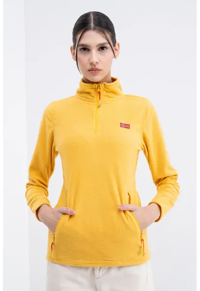 Bluza de trening slim fit cu fermoar Ulyssia - Galben sofran