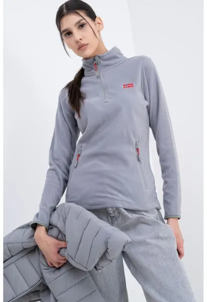 Bluza de trening slim fit cu fermoar Ulyssia - Gri cenusiu