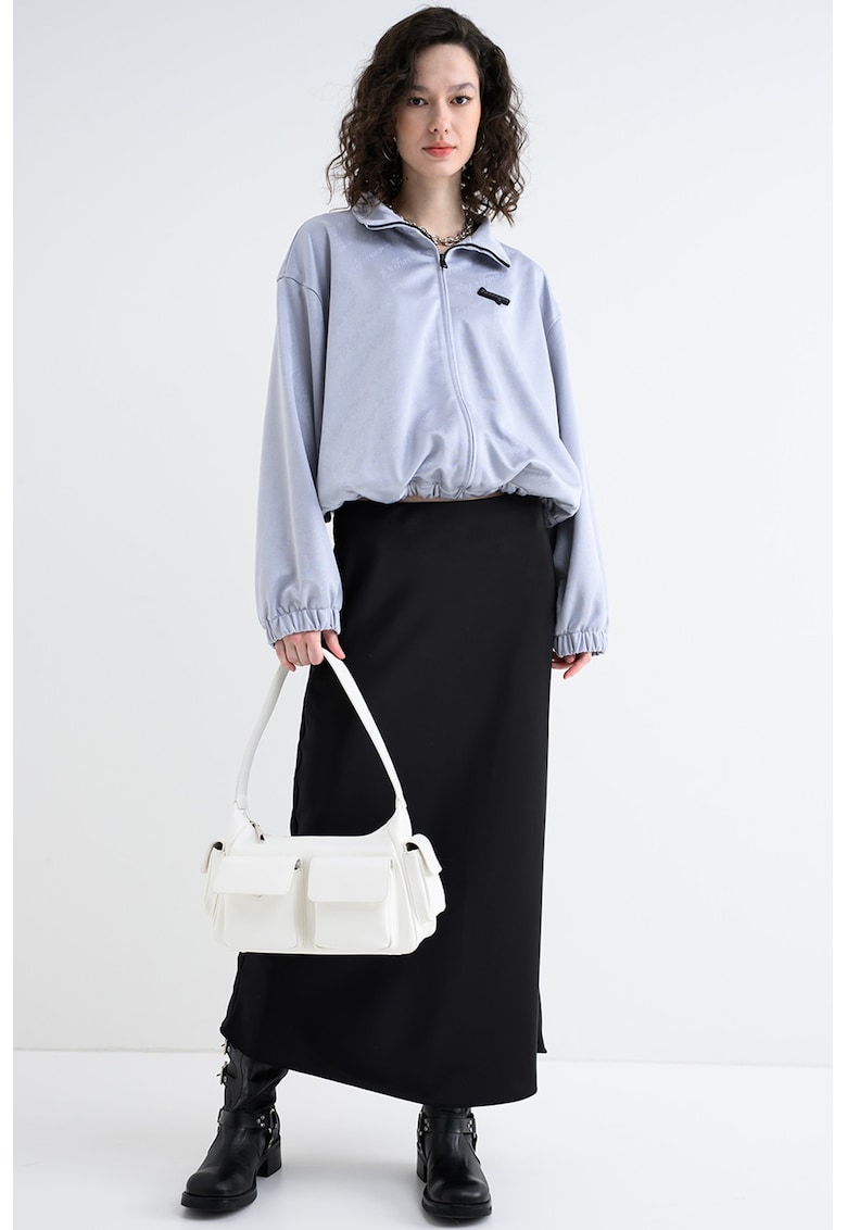 Bluza de trening supradimensionata cu fermoar Dales - Gri deschis
