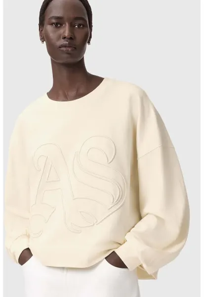 Bluza de trening supradimensionata cu logo brodat Lila - Crem