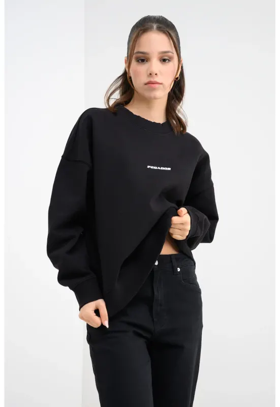 Bluza de trening supradimensionata cu maneci cazute - Negru