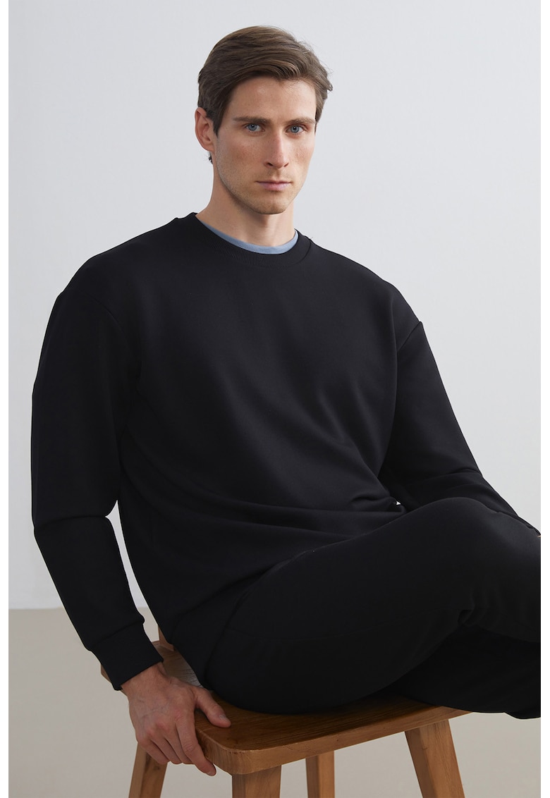 Bluza de trening uni cu maneci cazute - Negru
