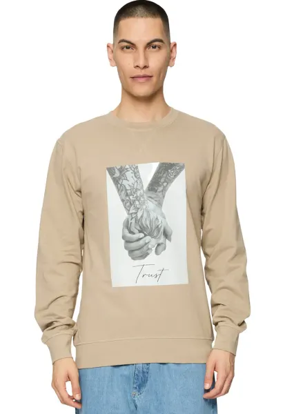 Bluza de trening unisex cu imprimeu foto - Maro nisip
