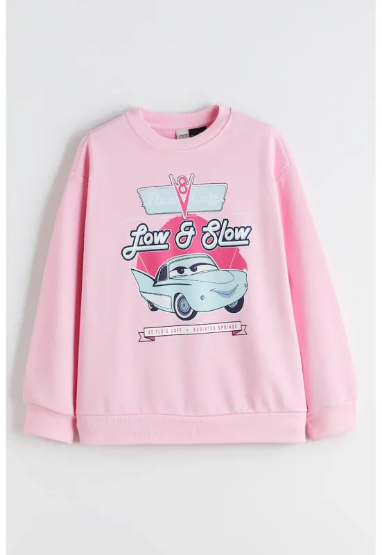 Bluza lejera de trening cu imprimeu frontal - Roz pastel