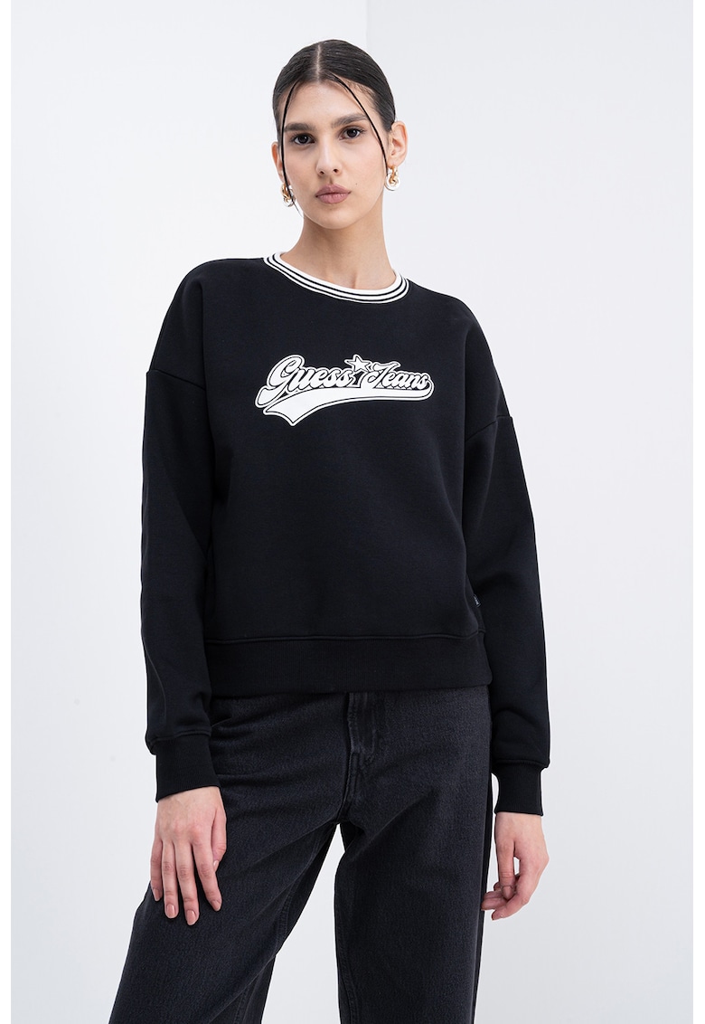 Bluza lejera de trening cu maneci cazute - Alb/Negru