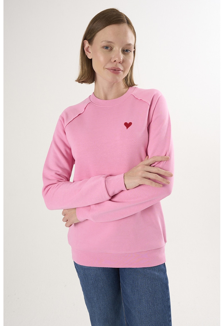 Bluza lejera de trening din bumbac cu maneci raglan - Roz