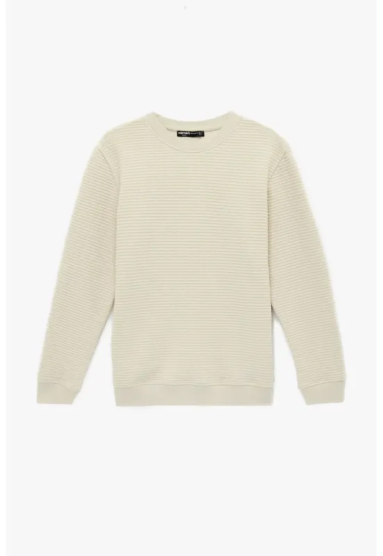Bluza regular fit de trening cu striatii - Crem