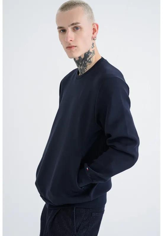 Bluza regular fit de trening din amestec de bumbac - Bleumarin