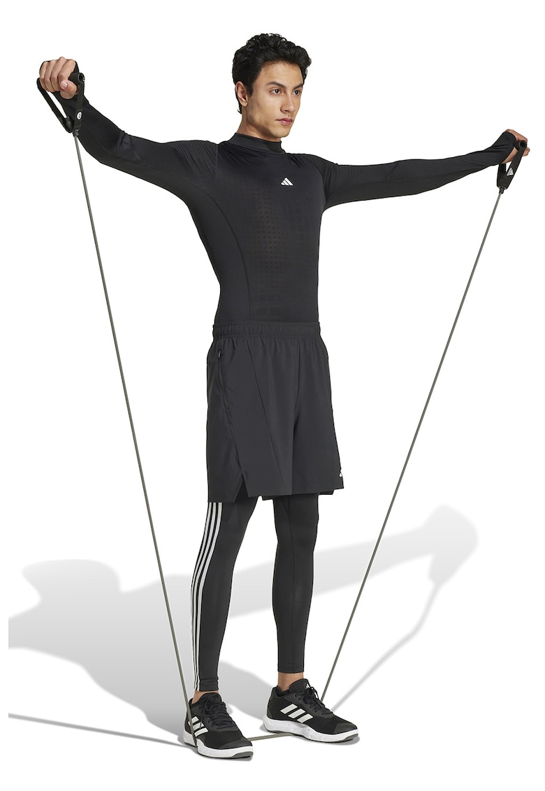 Bluza slim-fit cu guler scurt - pentru fitness - Negru
