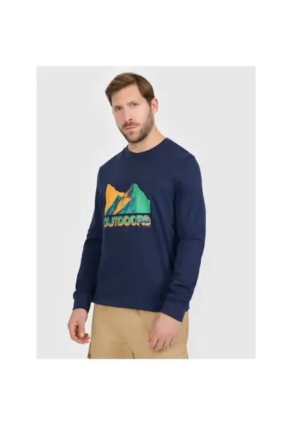 Bluza sport barbati -  longsleeve - bleumarin - bumbac