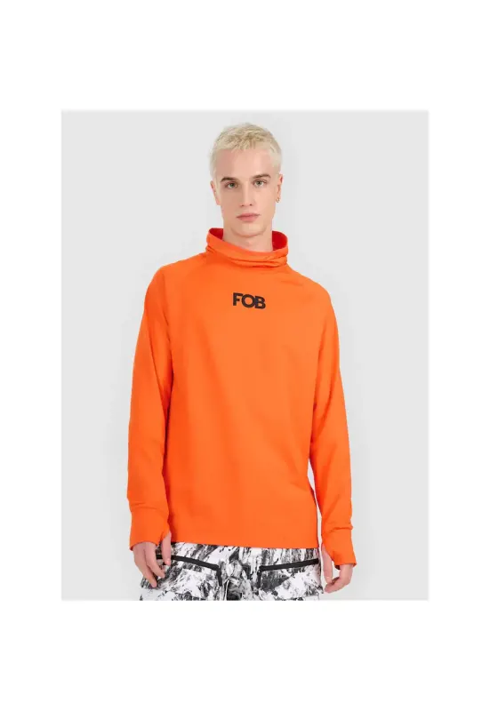 Bluza sport barbati - termica - guler rulat - uscare rapida - portocalie - poliester