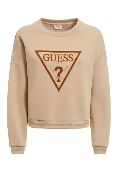 Bluza sport cu decolteu la baza gatului si logo supradimensionat - Piersica
