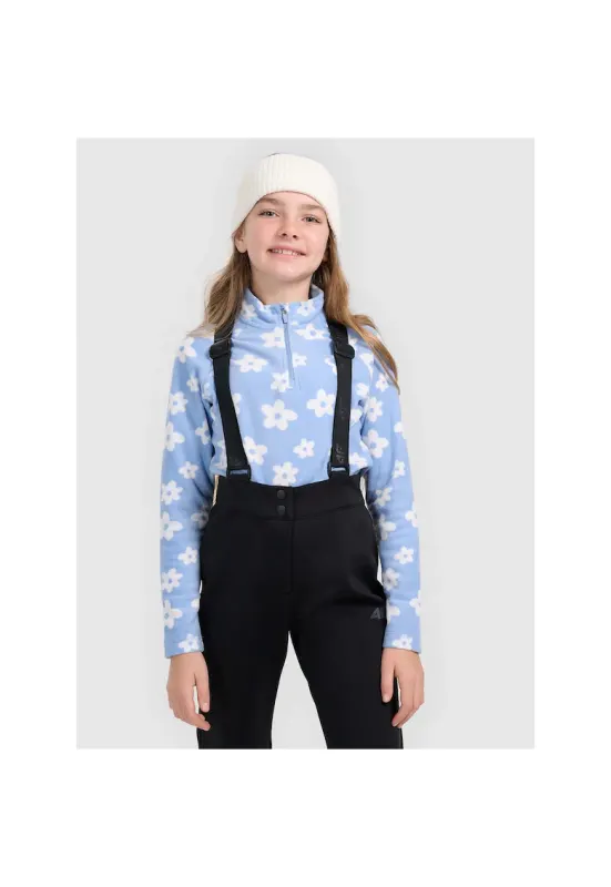 Bluza sport fete -  fleece - albastru/alb