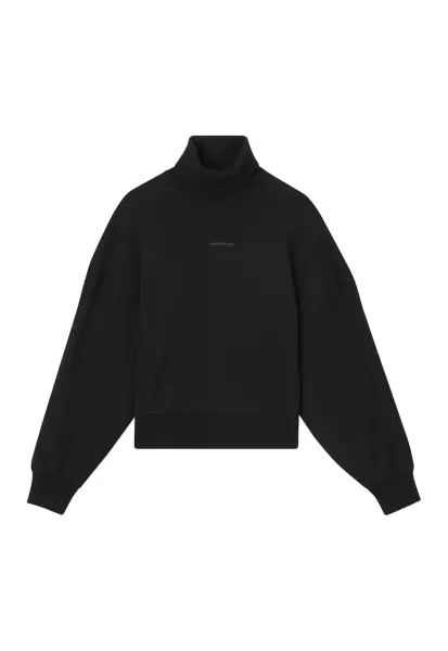 Bluza sport supradimensionata din bumbac organic cu guler inalt - Negru