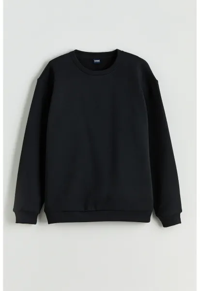 Bluza sport uni din amestec de bumbac - Negru