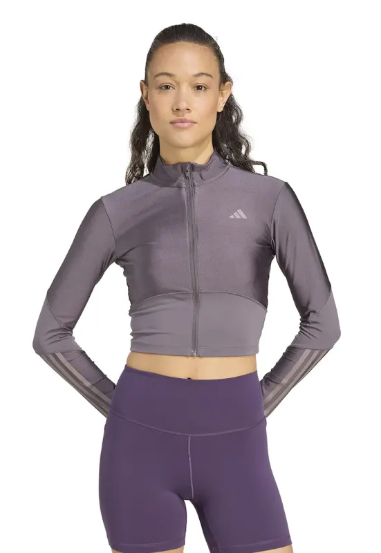 Bluza crop cu fermoar - pentru antrenament - Violet