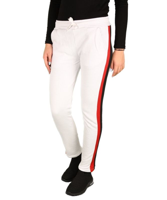 Pantaloni de trening alb cu dunga rosie - cod 40388