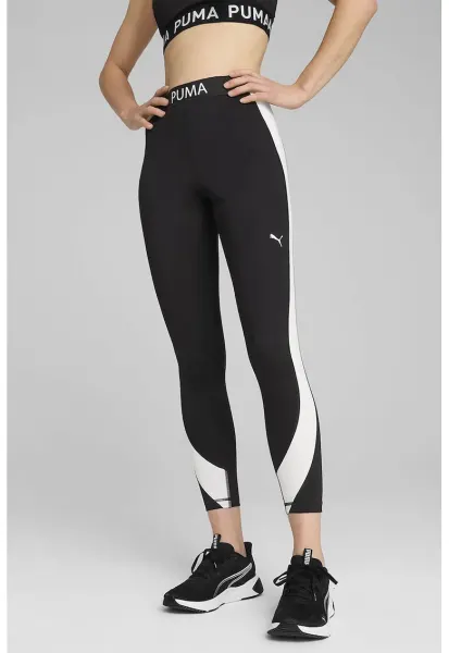 Colanti crop cu talie inalta - pentru fitness Strong - Alb/Negru