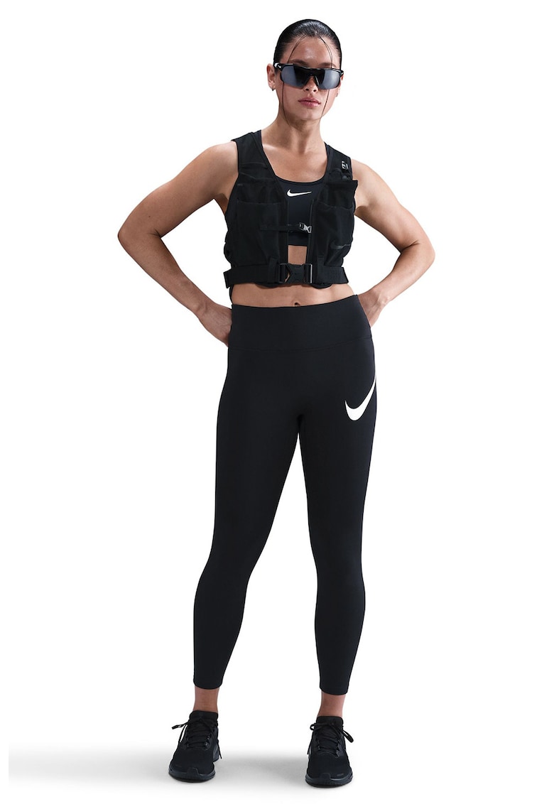 Colanti crop pentru alergare - Alb/Negru