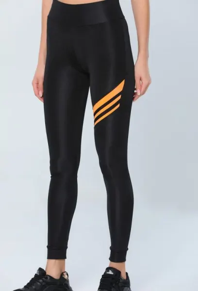 Colanti lycra fitness,  cu dungi contrast portocaliu, en-gross