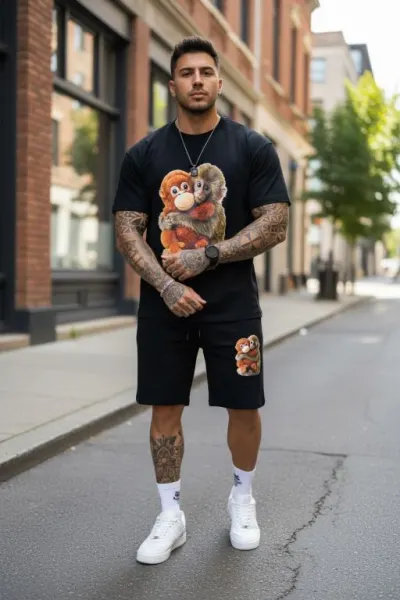 Compleu barbati de vara engros tricou cu pantaloni scurti PREMIUM