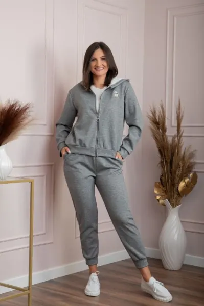 Compleu dama casual-sport gri cu gluga Josie