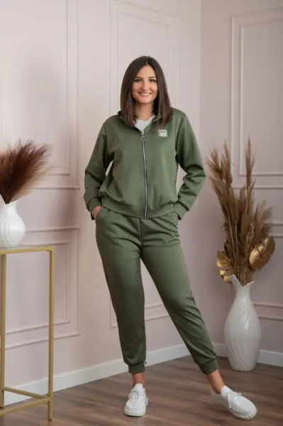 Compleu dama casual-sport kaki cu gluga Josie