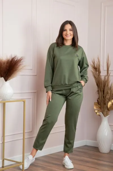 Compleu dama casual-sport kaki cu pantaloni Leanne