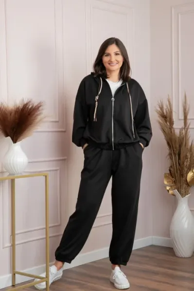 Compleu dama casual-sport negru cu gluga Deanna