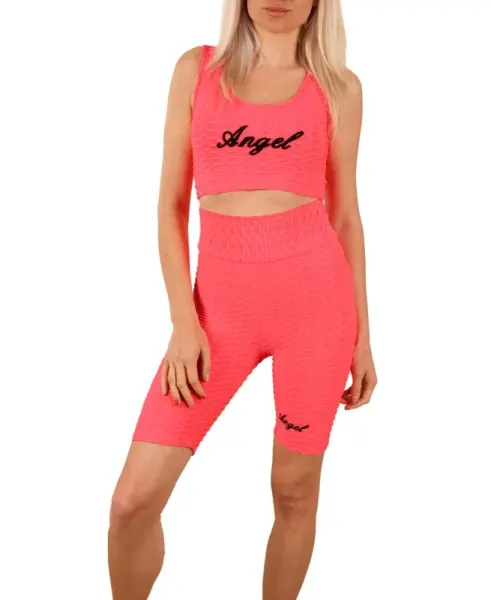 Compleu scurt Fitness fucsia pentru dama - cod 43232