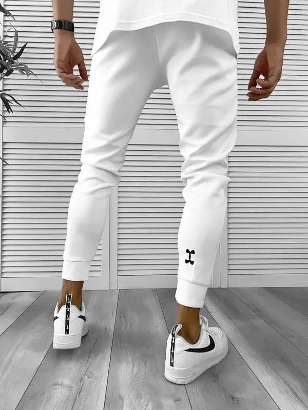 Pantaloni de trening albi  silon  conici 12379  P18-4.1