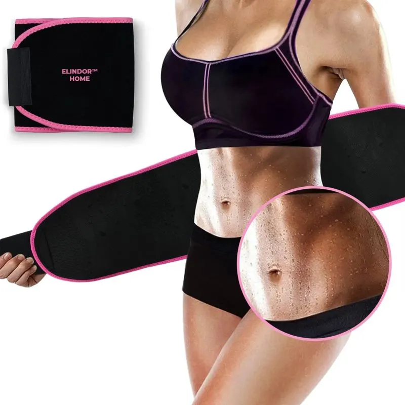 Centura Slabit Elindor® Tip Sweet Sweat, Centura Abdominala Fitness Unisex, Reglabila, Transpiratie Intensa, Echipament Termic Sport, 5 Marimi Disponibile, Antrenament Acasa sau Sala, Suport Lombar, Negru - Default Title