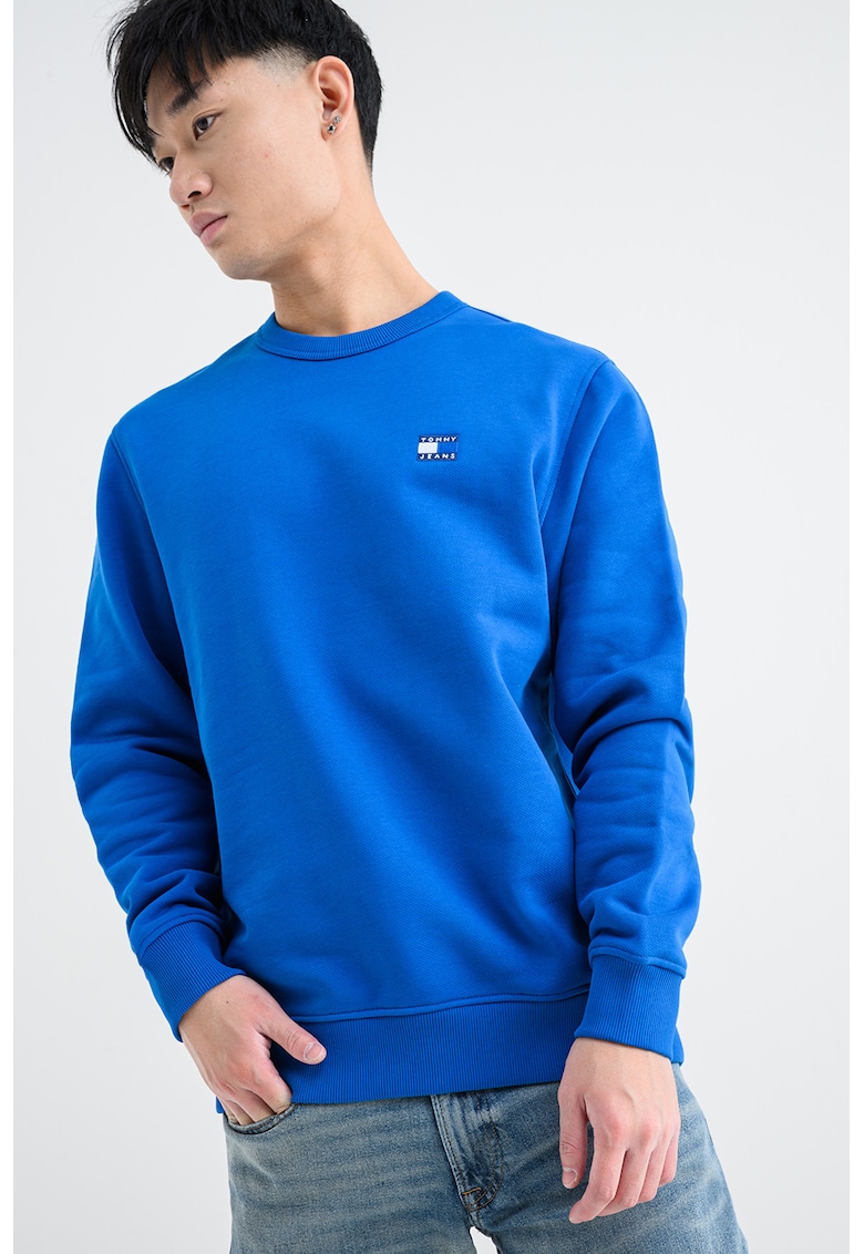 Bluza de trening cu decolteu la baza gatului si logo - Albastru royal