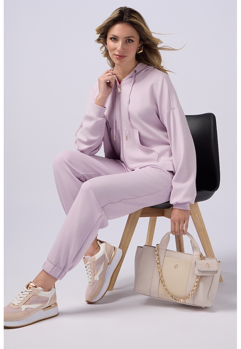 Pantaloni de trening uni cu talie inalta - Lila