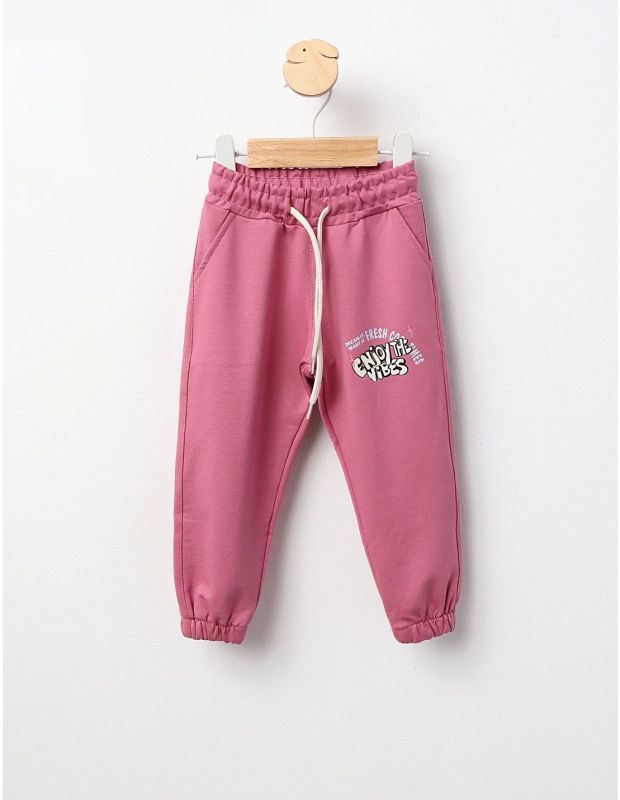 Pantaloni trening ENJOY THE VIBES roz pal