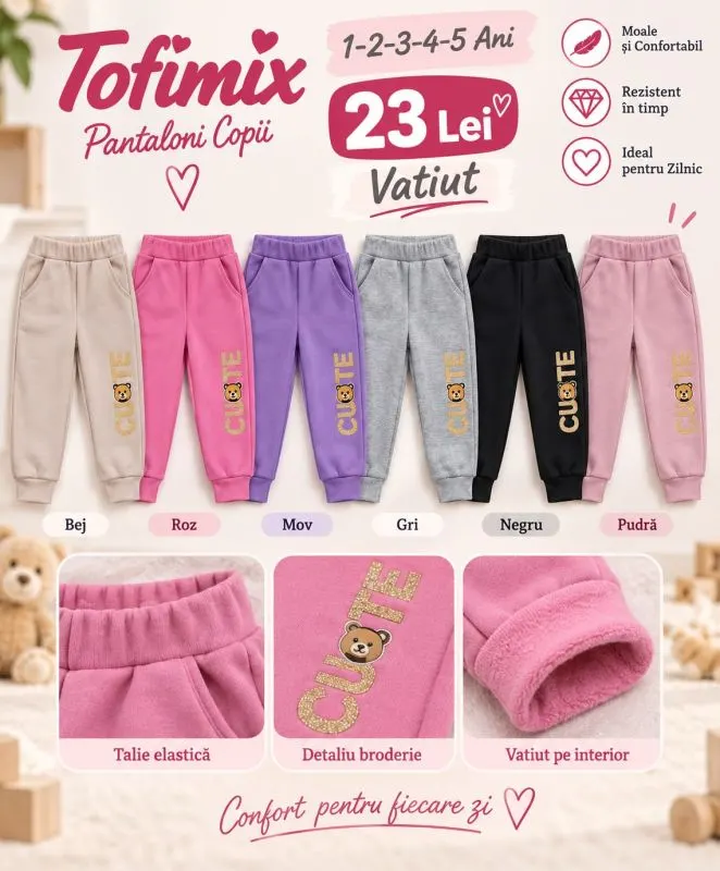Pantaloni vatuiti pentru fetite HSN654