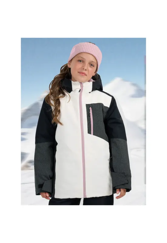 Geaca snowboard fete  NeoDry 10000 - alb - izolatie usoara - gluga reglabila