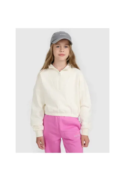 Hanorac copii  de trening fete - oversize - alb - bumbac|poliester