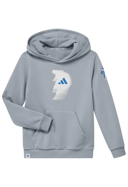 Hanorac cu buzunar kangaroo pentru fotbal - Alb/Gri deschis/Albastru