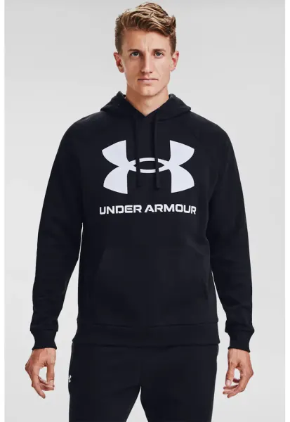 Hanorac din fleece cu imprimeu logo si maneci raglan - pentru fitness Rival - Negru