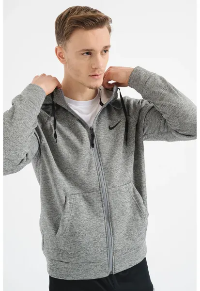 Hanorac relaxed fit pentru fitness Therma-FIT - Gri inchis melange