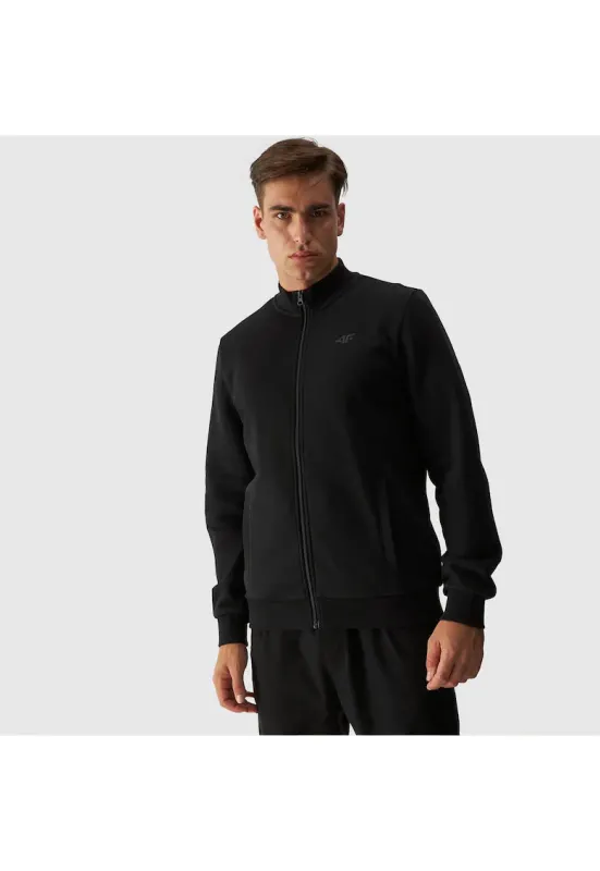 Hanorac sport barbati negru - bumbac - cu maneci elastice - cu buzunare laterale