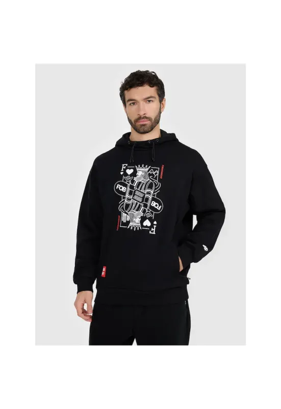 Hanorac sport barbati  negru - tesatura French terry - gluga reglabila -