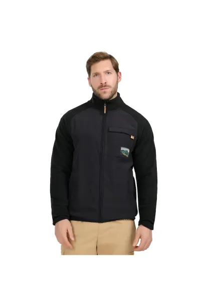 Hanorac sport barbati -  polar cu guler inalt - 4FWarm - negru