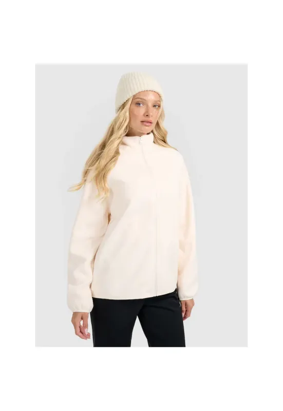 Hanorac sport dama oversize - guler inalt - alb - material moale
