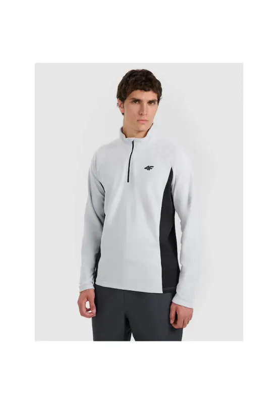 Hanorac sport fleece - guler inalt - gri - pentru schi